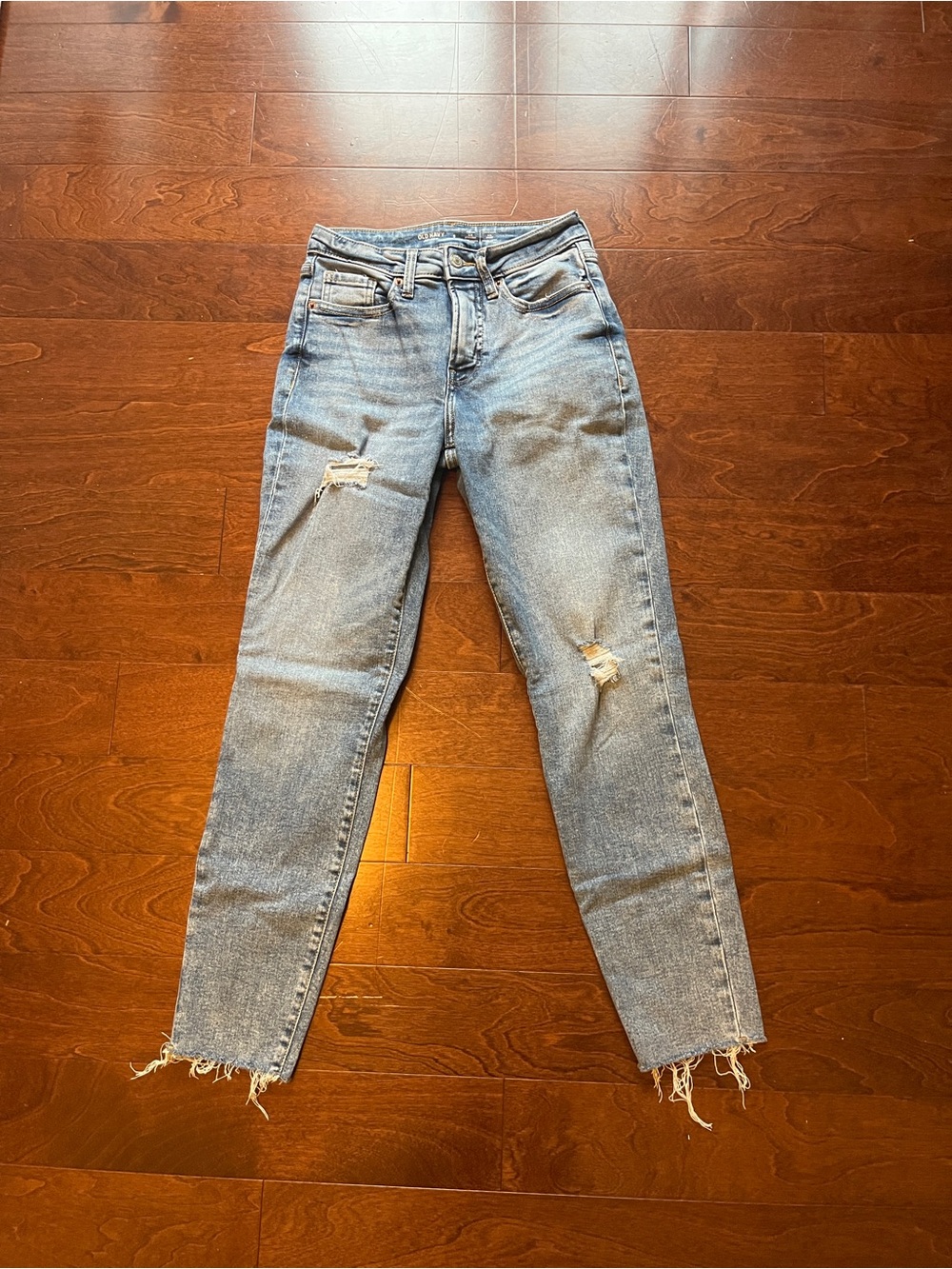 Old Navy Light Blue Straight Leg Distressed Jeans
